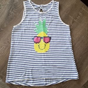 🌷Pineapple sequin tank top Girls XL